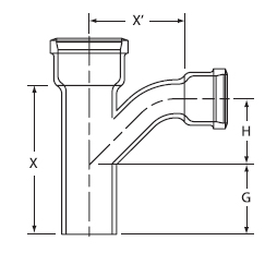 Charlotte Cast Iron 2" Combination Wye & Eighth Bend - Service Weight